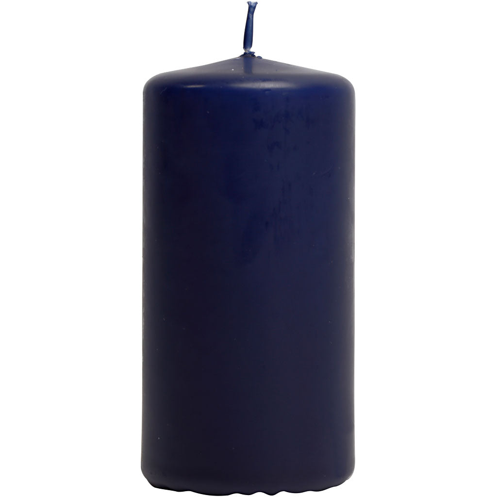 Candles, H: 100 mm, dia. 50 mm, blue, 6 pc