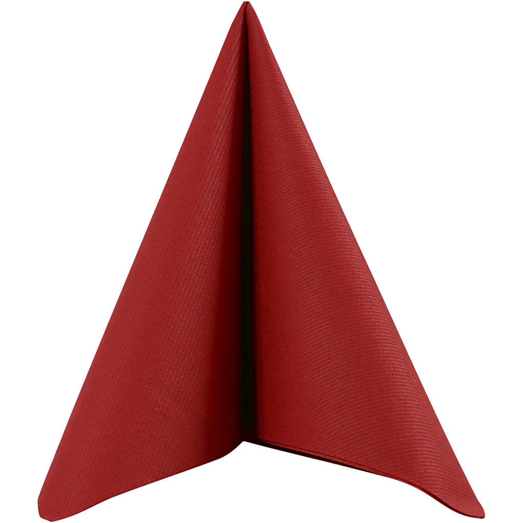 Servetten, afm 40x40 cm, 60 gr, wijnrood, 20 stuk/ 1 doos [HOB-598010]