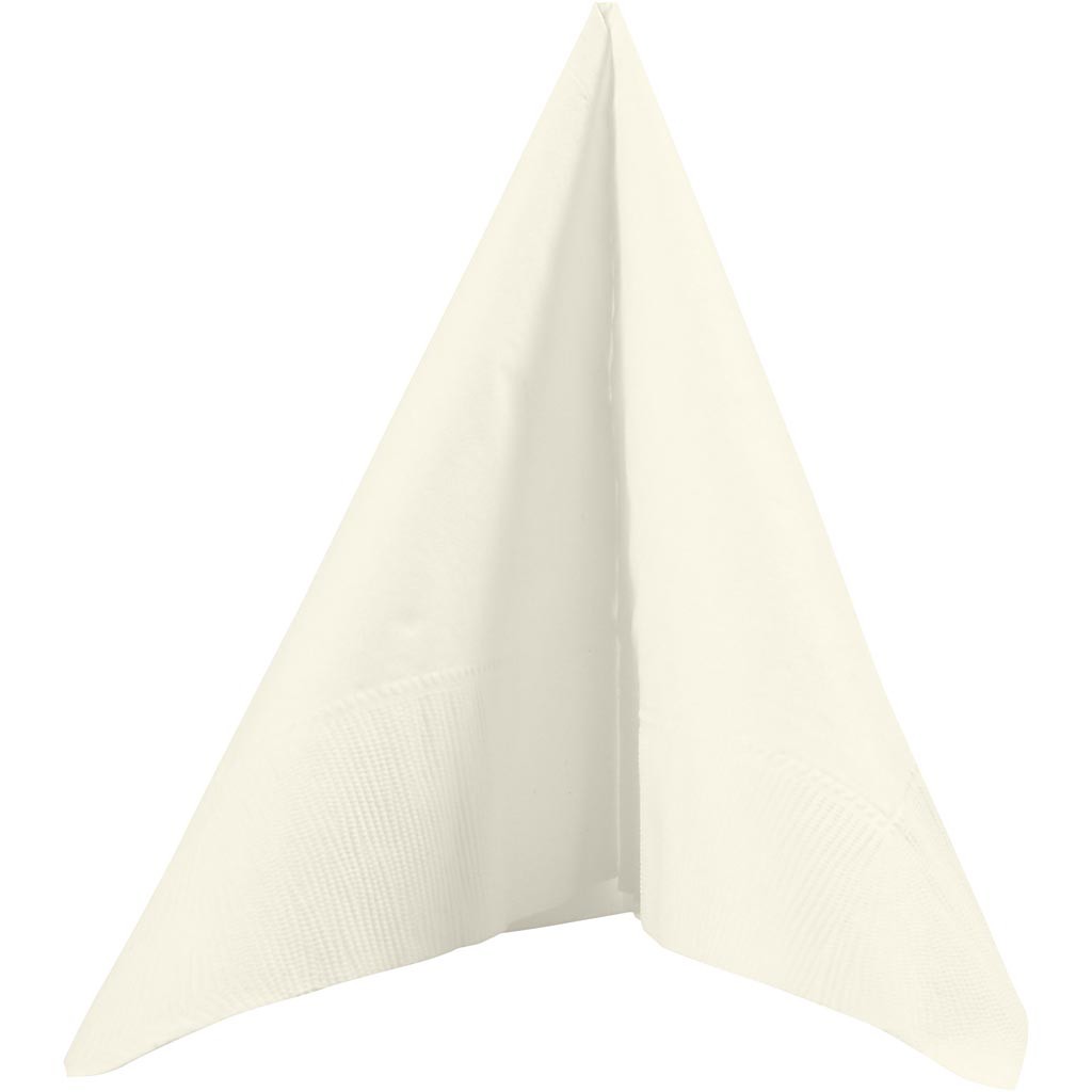Servetten, witte achterkant, afm 33x33 cm, off-white, 20 stuk/ 1 doos [HOB-599021]