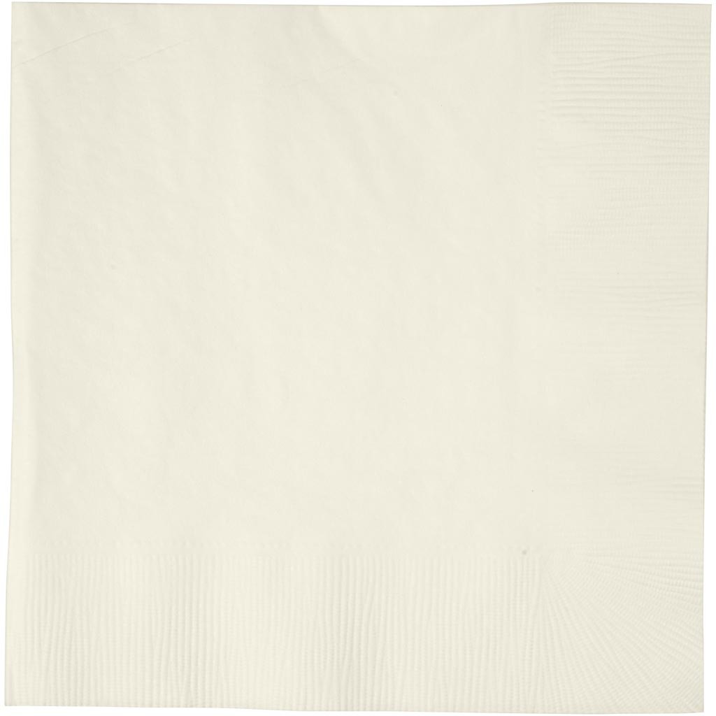 Servetten, witte achterkant, afm 33x33 cm, off-white, 20 stuk/ 1 doos [HOB-599021]