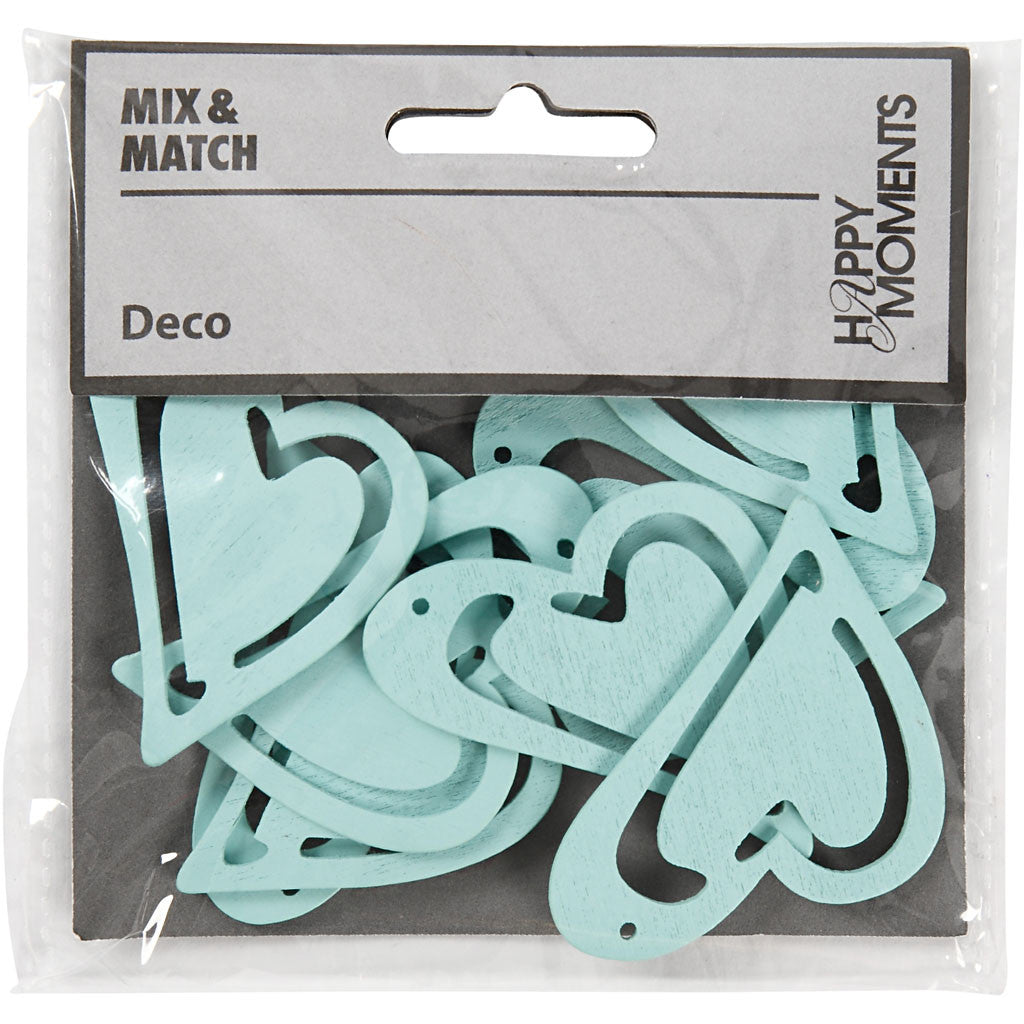 Hart, afm 55x45 mm, dikte 2 mm, turquoise, 10 stuk/ 1 doos [HOB-599108]