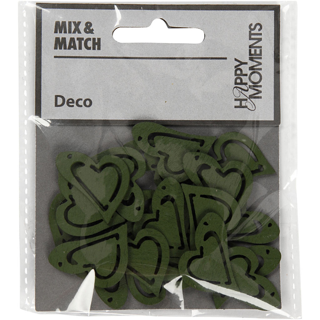 Hart, afm 25x22 mm, dikte 1,7 mm, donkergroen, 20 stuk/ 1 doos [HOB-599215]