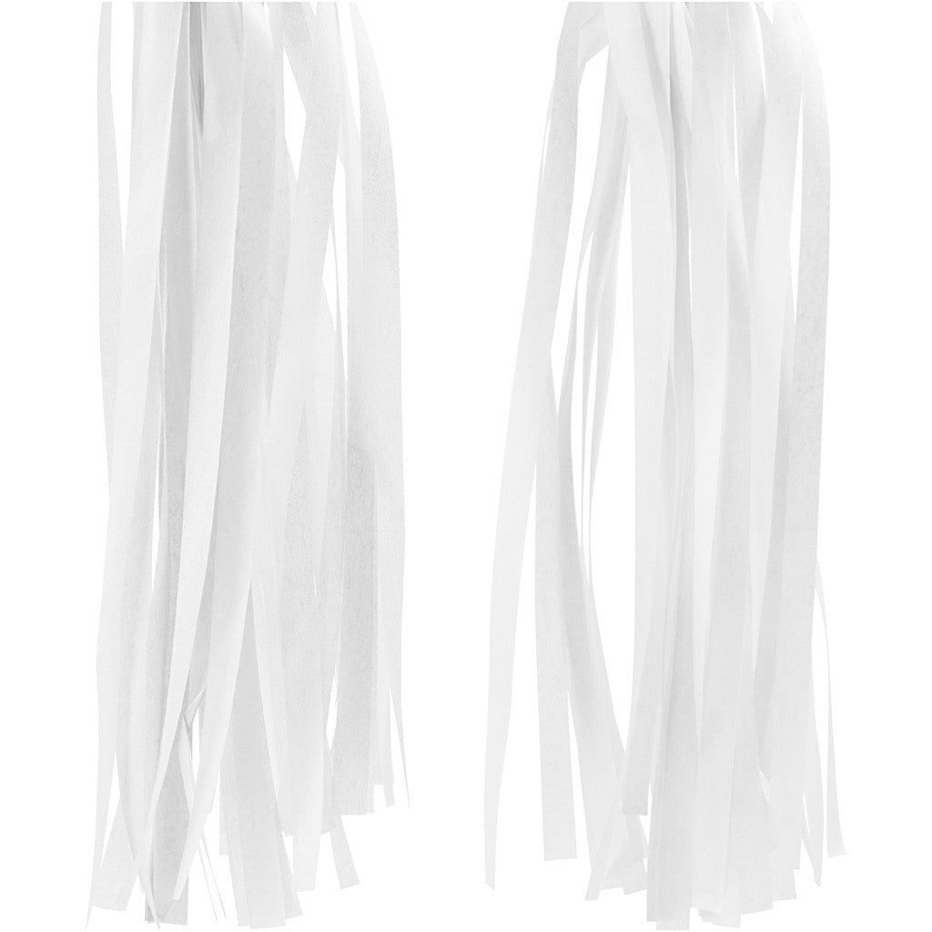 Tassels, afm 12x35 cm, 14 gr, wit, 12 stuk/ 1 doos [HOB-599801]