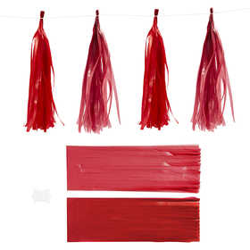 Tassels, afm 12x35 cm, 14 gr, wijnrood/rood, 12 stuk/ 1 doos [HOB-599803]