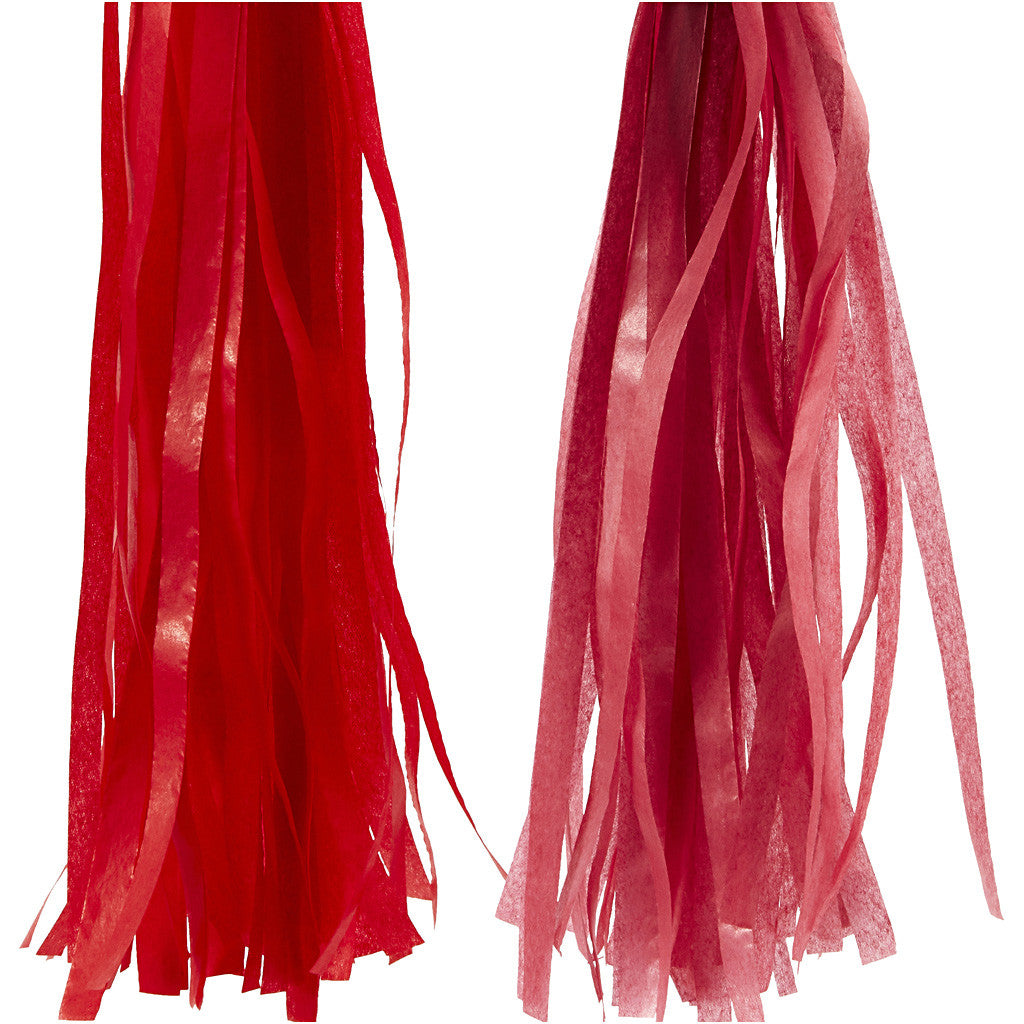 Tassels, afm 12x35 cm, 14 gr, wijnrood/rood, 12 stuk/ 1 doos [HOB-599803]
