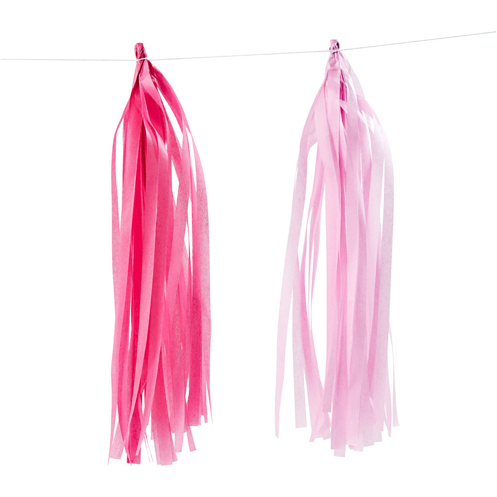 Tassels, afm 12x35 cm, roze, lichtrood, 12 stuk/ 1 doos [HOB-599809]