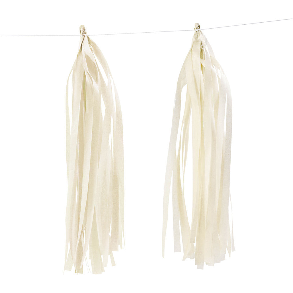 Tassels, afm 12x35 cm, 14 gr, off-white, 12 stuk/ 1 doos [HOB-599821]