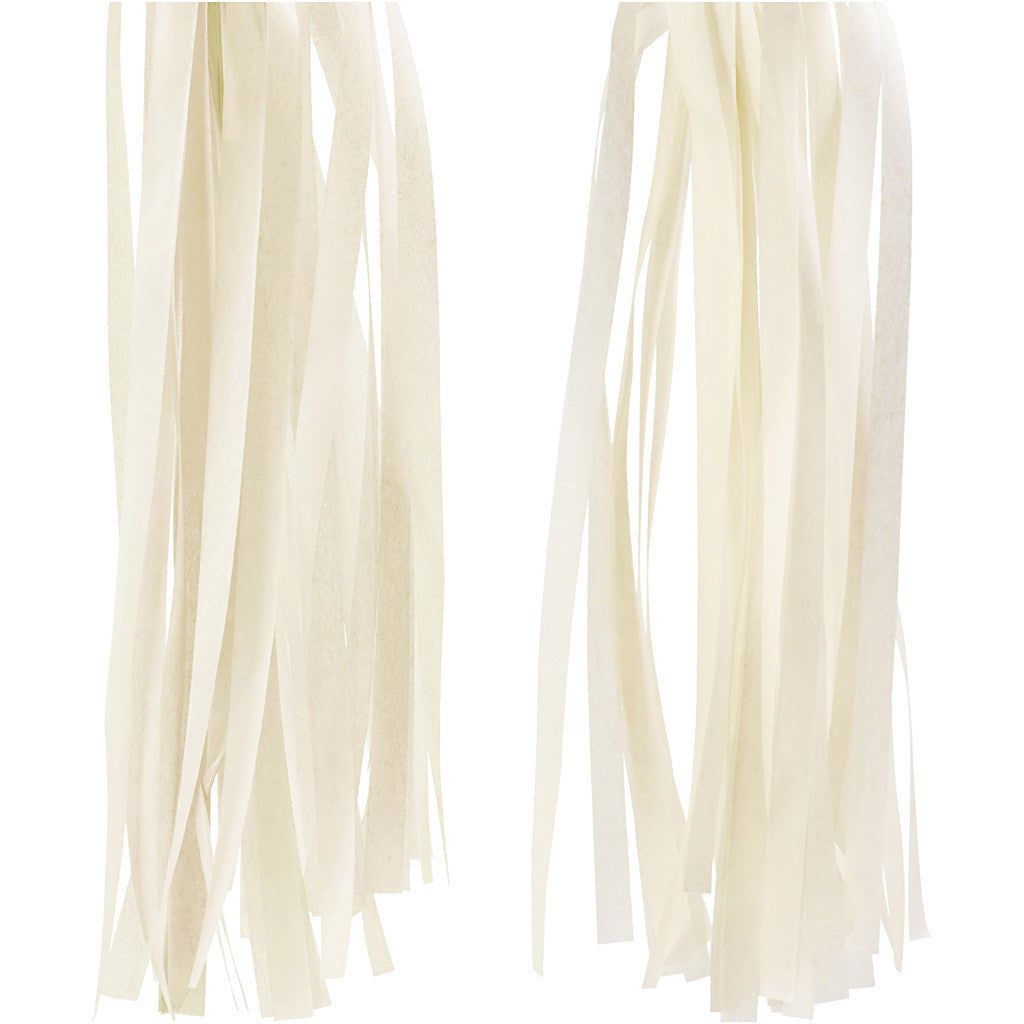Tassels, afm 12x35 cm, 14 gr, off-white, 12 stuk/ 1 doos [HOB-599821]