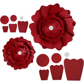 Papieren bloemen, d 15+25 cm, 230 gr, rood, 2 stuk/ 1 doos [HOB-599903]