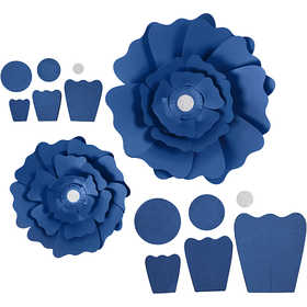 Papieren bloemen, d 15+25 cm, 230 gr, blauw, 2 stuk/ 1 doos [HOB-599904]