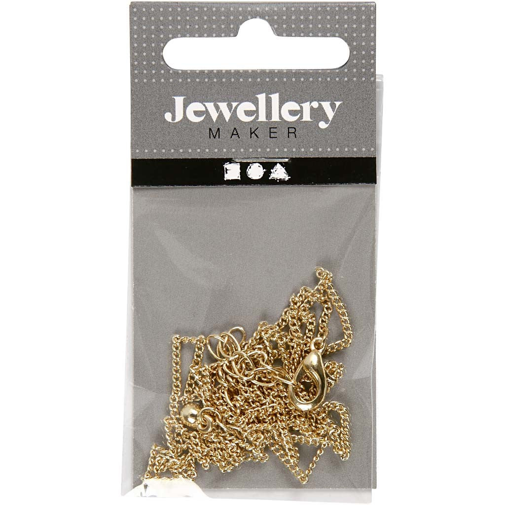 Ketting, L: 80 cm, d 1 mm, verguld, 1 stuk [HOB-60159]