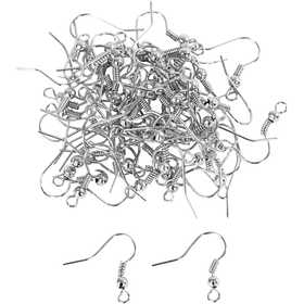 Oorbelhaaken, L: 18 mm, verzilverd, 100 stuk/ 1 doos [HOB-603021]