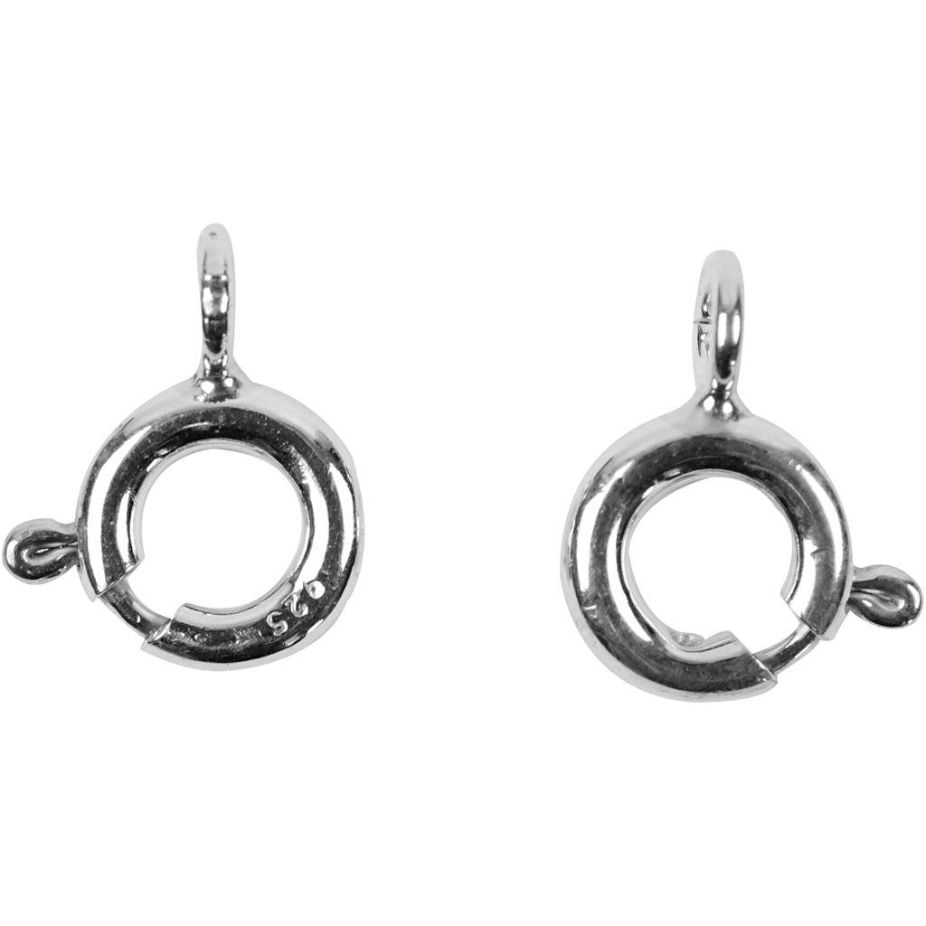 Spring Ring Clasps, dia. 6 mm, silver, 10 pc