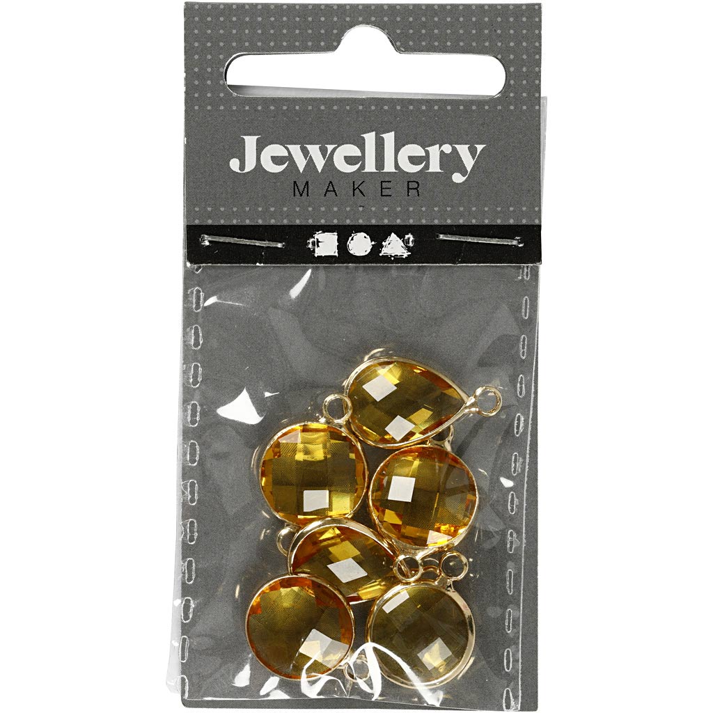 Sieradenhanger, H: 15-20 mm, gatgrootte 2 mm, geel, 1 doos [HOB-61029]