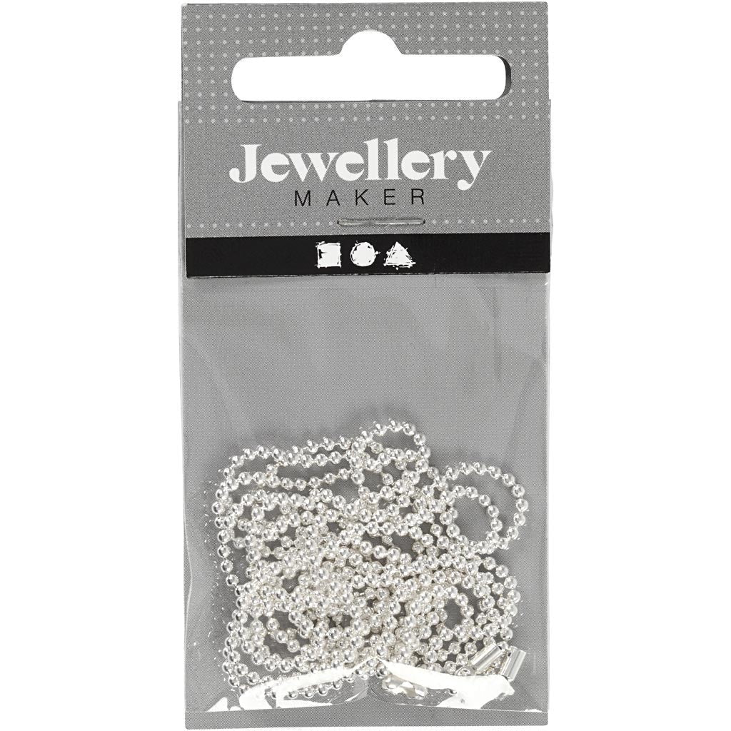 Balletjesketting, d 1,5 mm, verzilverd, 1 m/ 1 doos [HOB-61243]