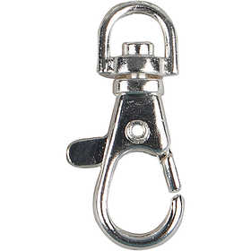 Karabijnsluiting, groot, H: 3,7 cm, B: 1,4 cm, d 37 mm, verzilverd, 15 stuk/ 1 doos [HOB-61314]