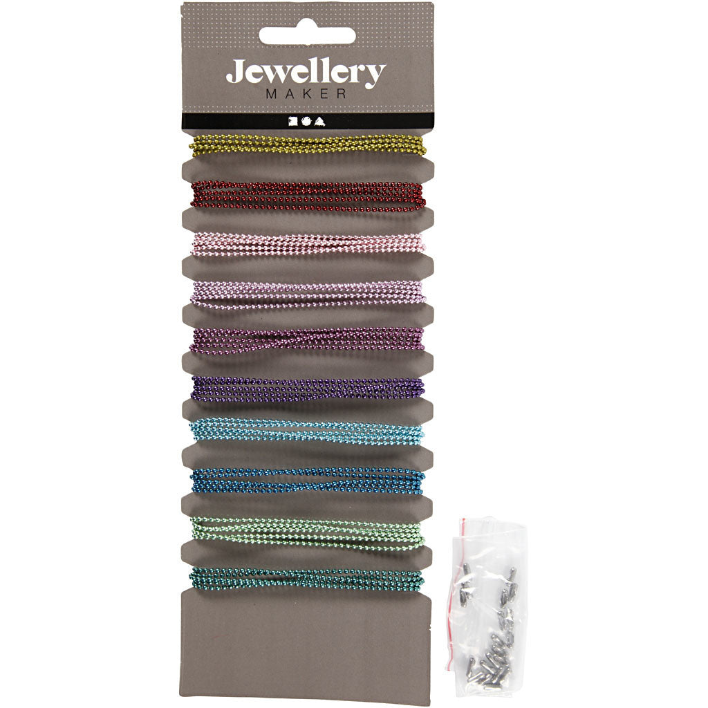 Balletjesketting, d 1,5 mm, diverse kleuren, 10x80 cm/ 1 doos [HOB-61505]