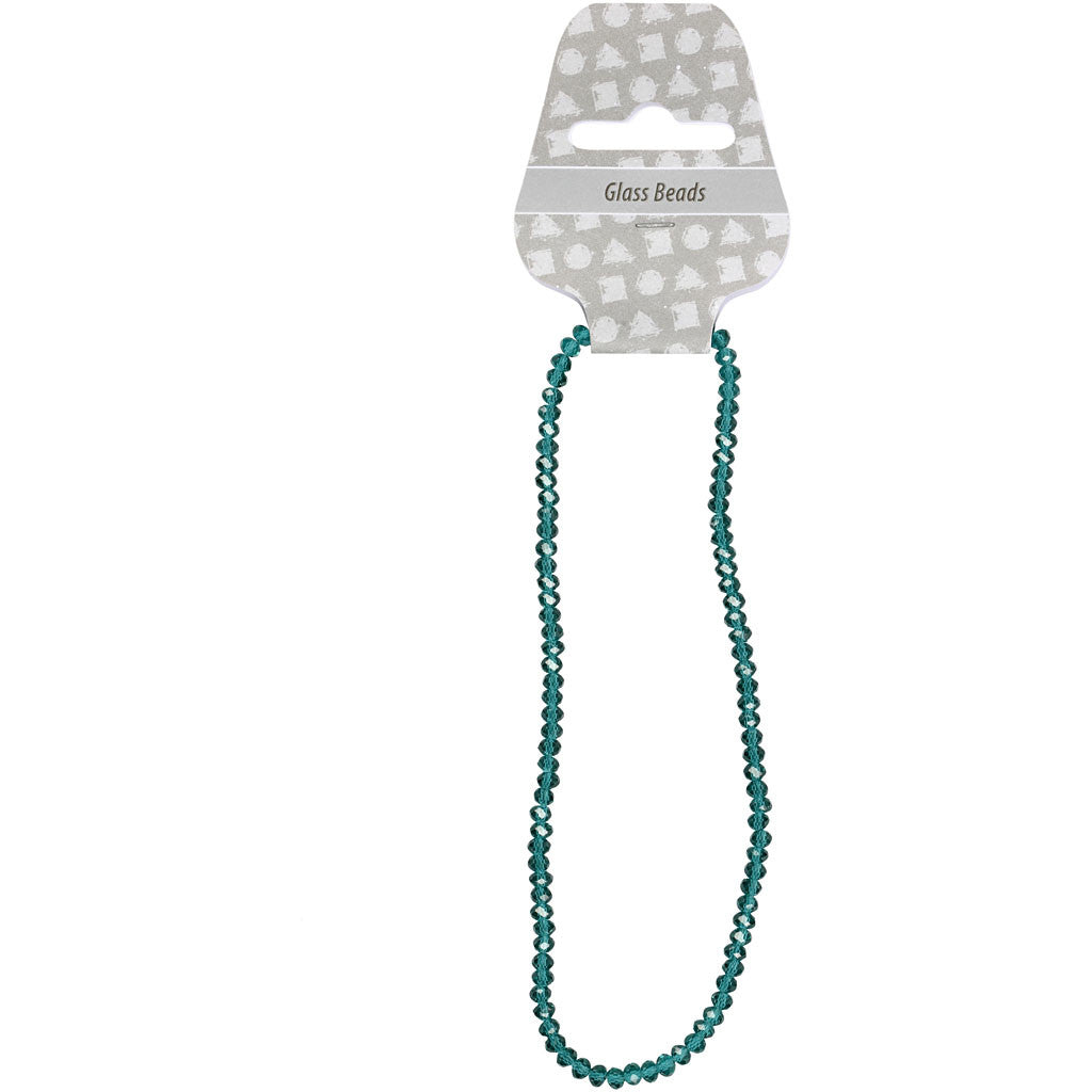 Facet Kralen, afm 3x4 mm, gatgrootte 0,8 mm, emerald green, 100 stuk/ 1 doos [HOB-61664]