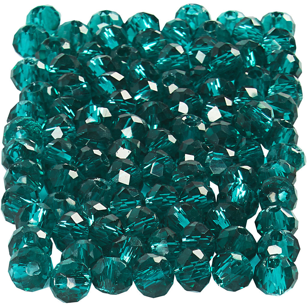 Facet Kralen, afm 3x4 mm, gatgrootte 0,8 mm, emerald green, 100 stuk/ 1 doos [HOB-61664]