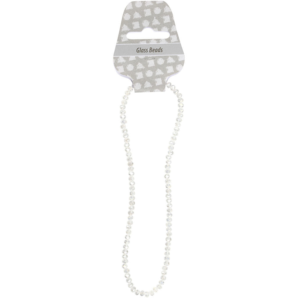 Facet Kralen, afm 3x4 mm, gatgrootte 0,8 mm, kristal, 100 stuk/ 1 doos [HOB-61665]