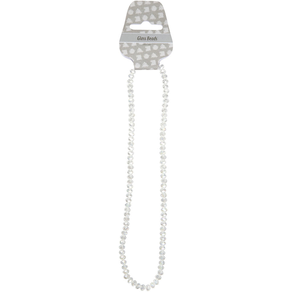 Facet Kralen, afm 5x6 mm, gatgrootte 1 mm, kristal, 100 stuk/ 1 doos [HOB-61672]