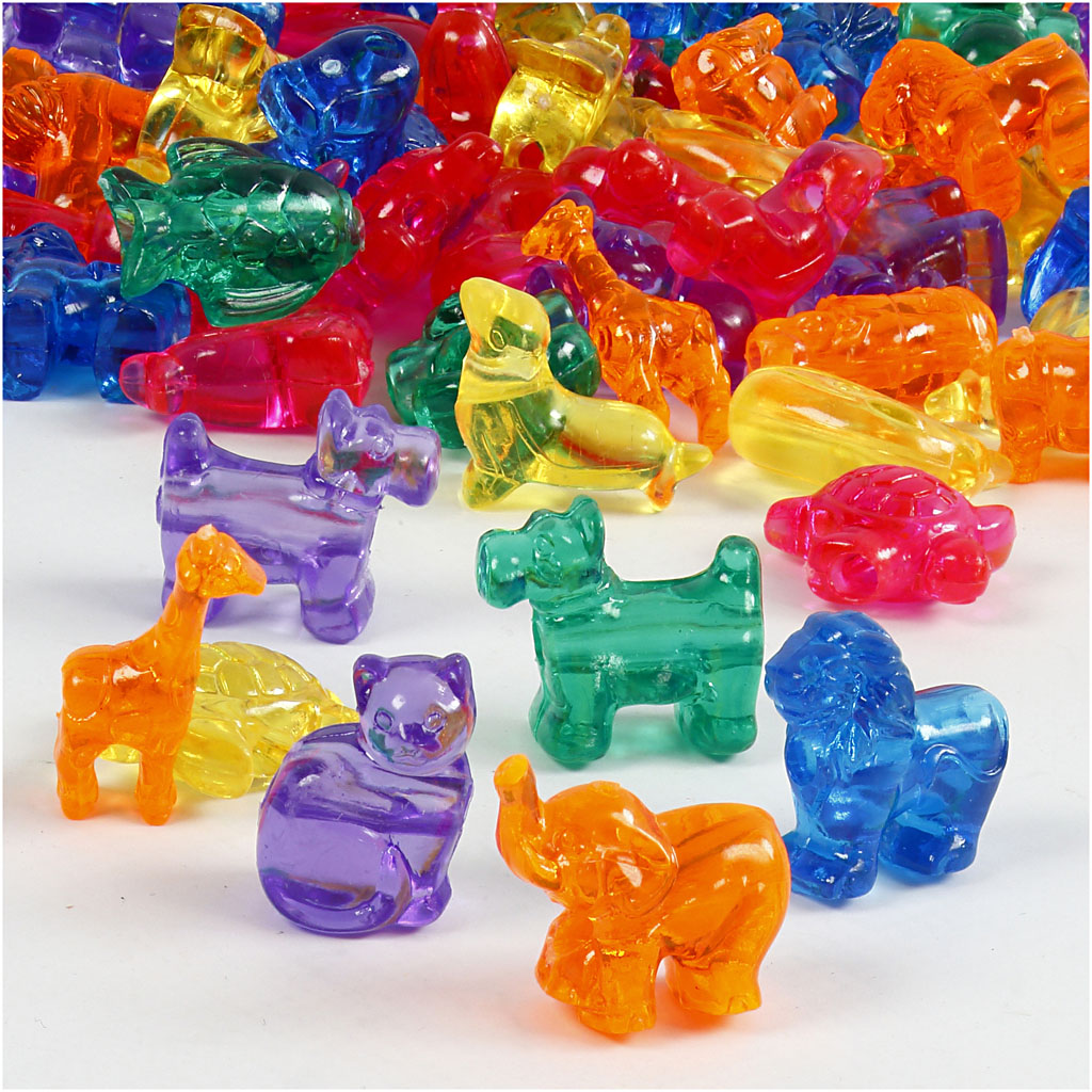 Novelty Shape Beads, size 25 mm, hole size 4 mm, ca. 220 pc, assorted colours, 700 ml/ 1 tub