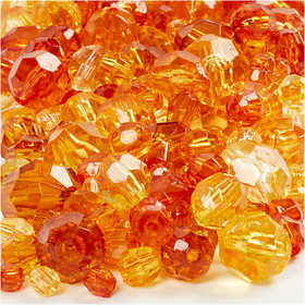 Facet kralen, afm 4-12 mm, gatgrootte 1-2,5 mm, ca. 860 stuk, geel (32227), 250 gr/ 1 doos [HOB-61886]