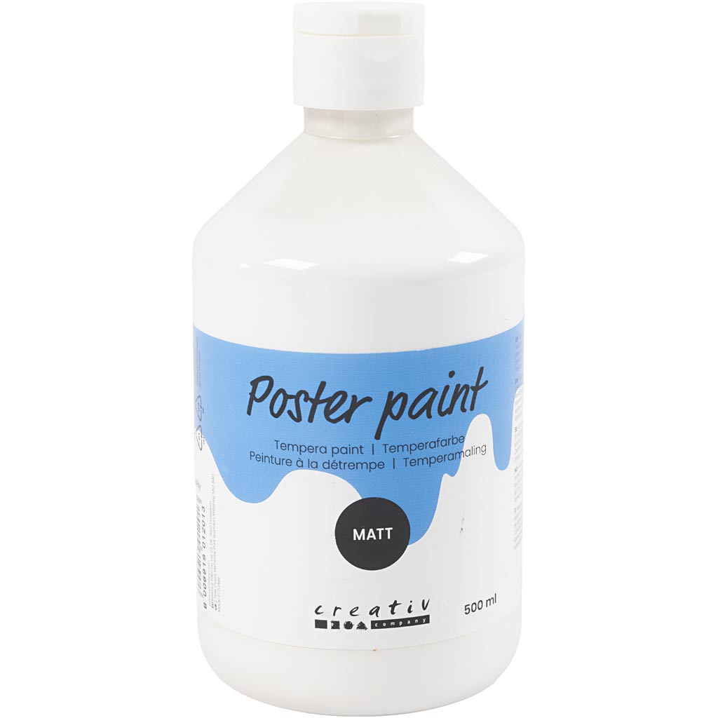 Poster paint Matte, white, 500 ml/ 1 bottle