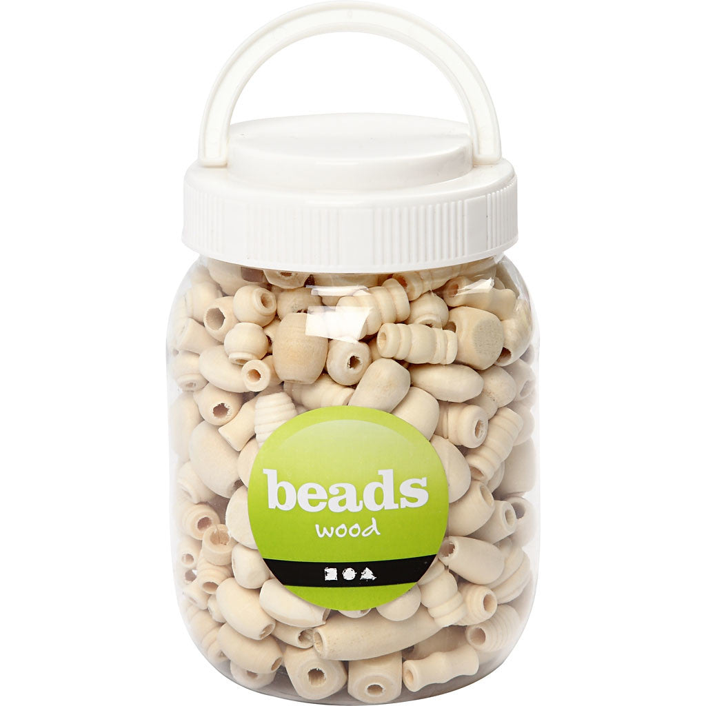 Houten kralen, afm 5-28 mm, gatgrootte 2,5-3 mm, 175 gr, 400 ml/ 1 emmer [HOB-684770]