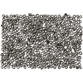 Rocailles, d 1,7 mm, afm 15/0, gatgrootte 0,5-0,8 mm, grey metal, 25 gr/ 1 doos [HOB-686730]