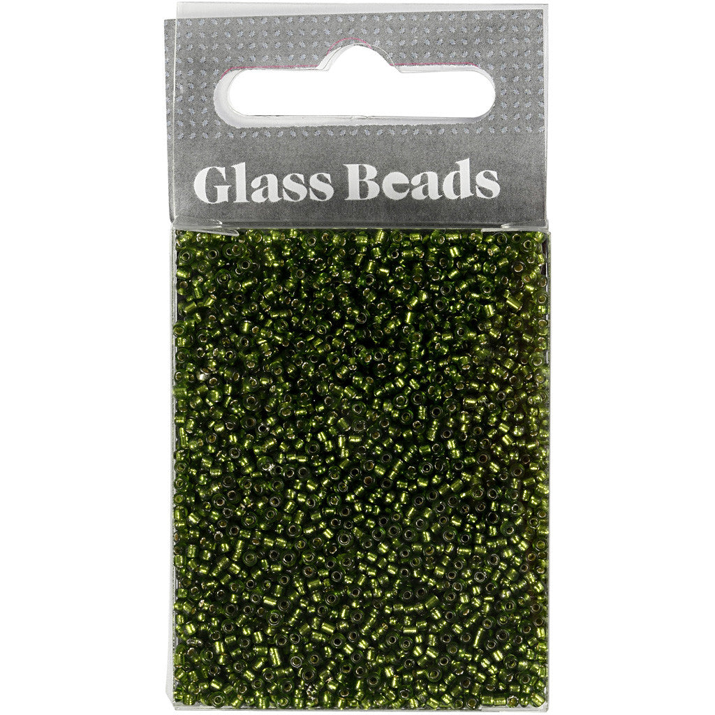 Rocailles, d 1,7 mm, afm 15/0, gatgrootte 0,5-0,8 mm, gras groen, 25 gr/ 1 doos [HOB-686760]