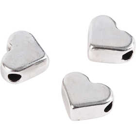 Space kralen, afm 5,5x7 mm, gatgrootte 1 mm, verzilverd, 3 stuk/ 1 doos [HOB-69091]