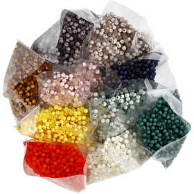 Plastic Kralen, d 6 mm, gatgrootte 1,5 mm, Inhoud kan variëren , ca. 10x150 stuk, diverse kleuren, 8x40 gr/ 1 doos [HOB-69586]