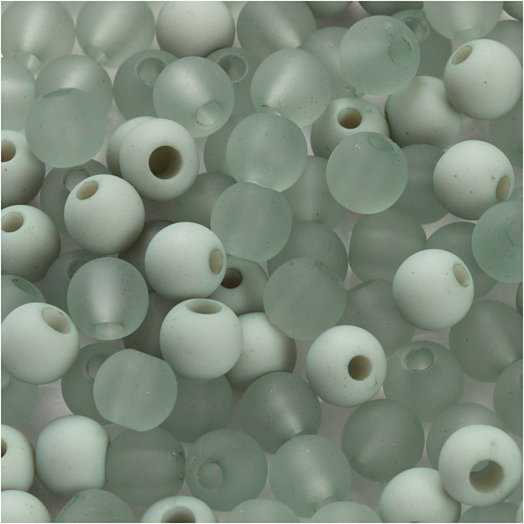 Plastic Kralen, d 6 mm, gatgrootte 2 mm, ca. 150 stuk, lichtgroen, 40 gr/ 1 doos [HOB-69594]