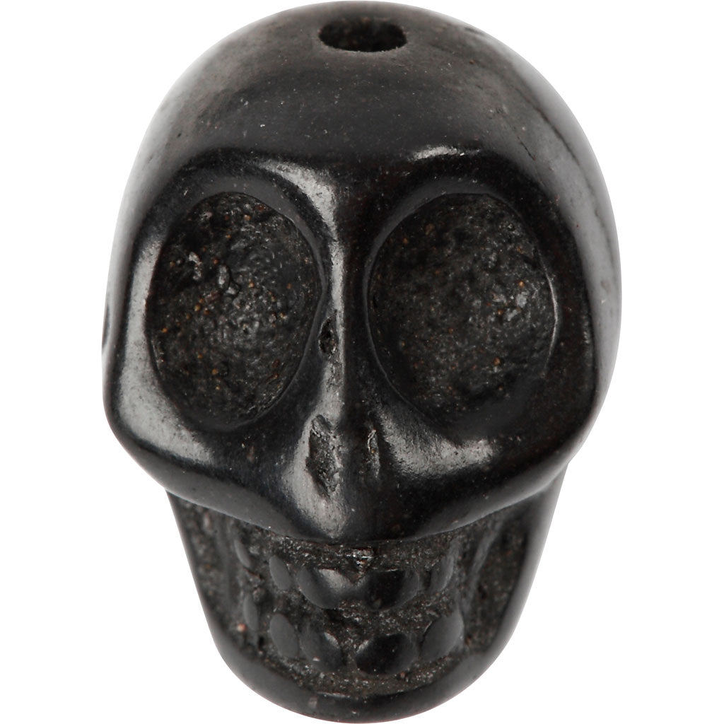 Howlite, d 12 mm, gatgrootte 1,5 mm, zwart, 32 stuk/ 1 doos [HOB-69921]