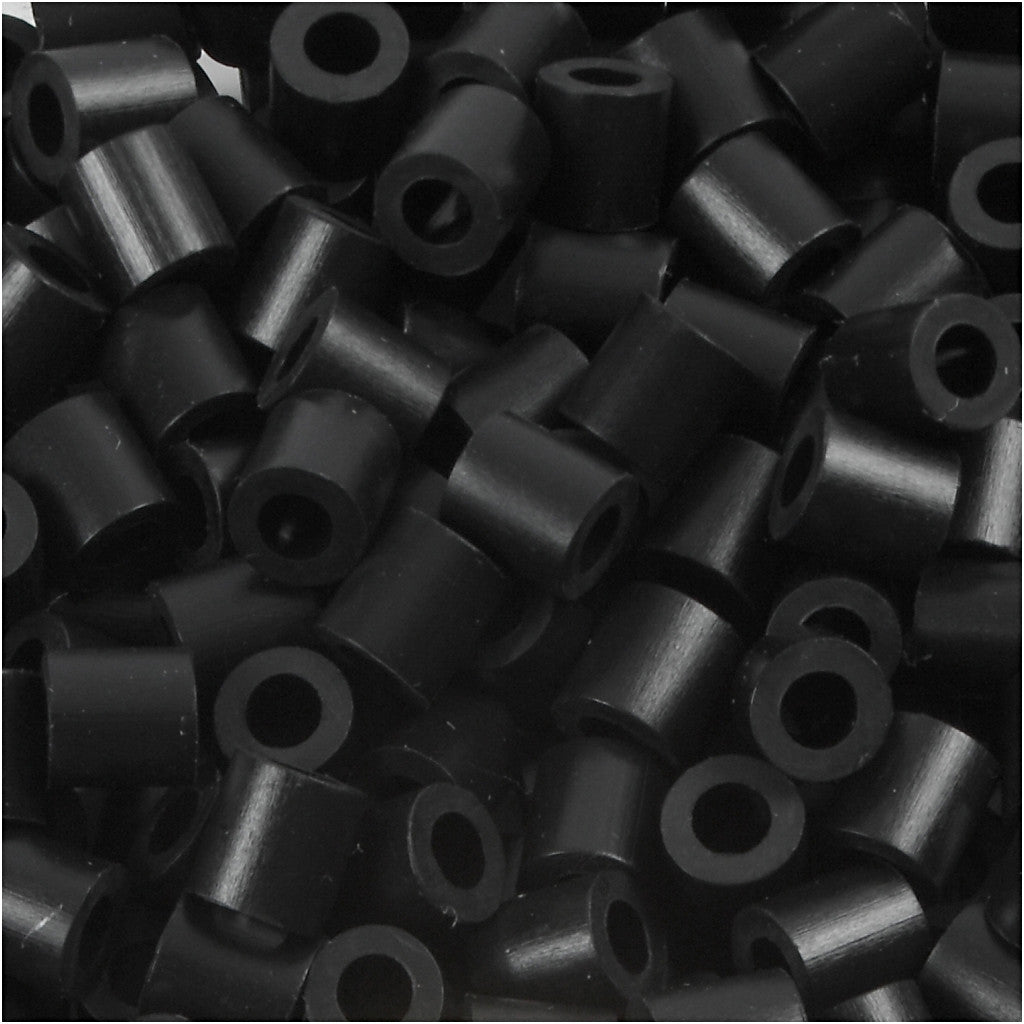 Strijkkralen, afm 5x5 mm, gatgrootte 2,5 mm, medium, schwarz (32220), 1100 stuk/ 1 doos [HOB-751010]
