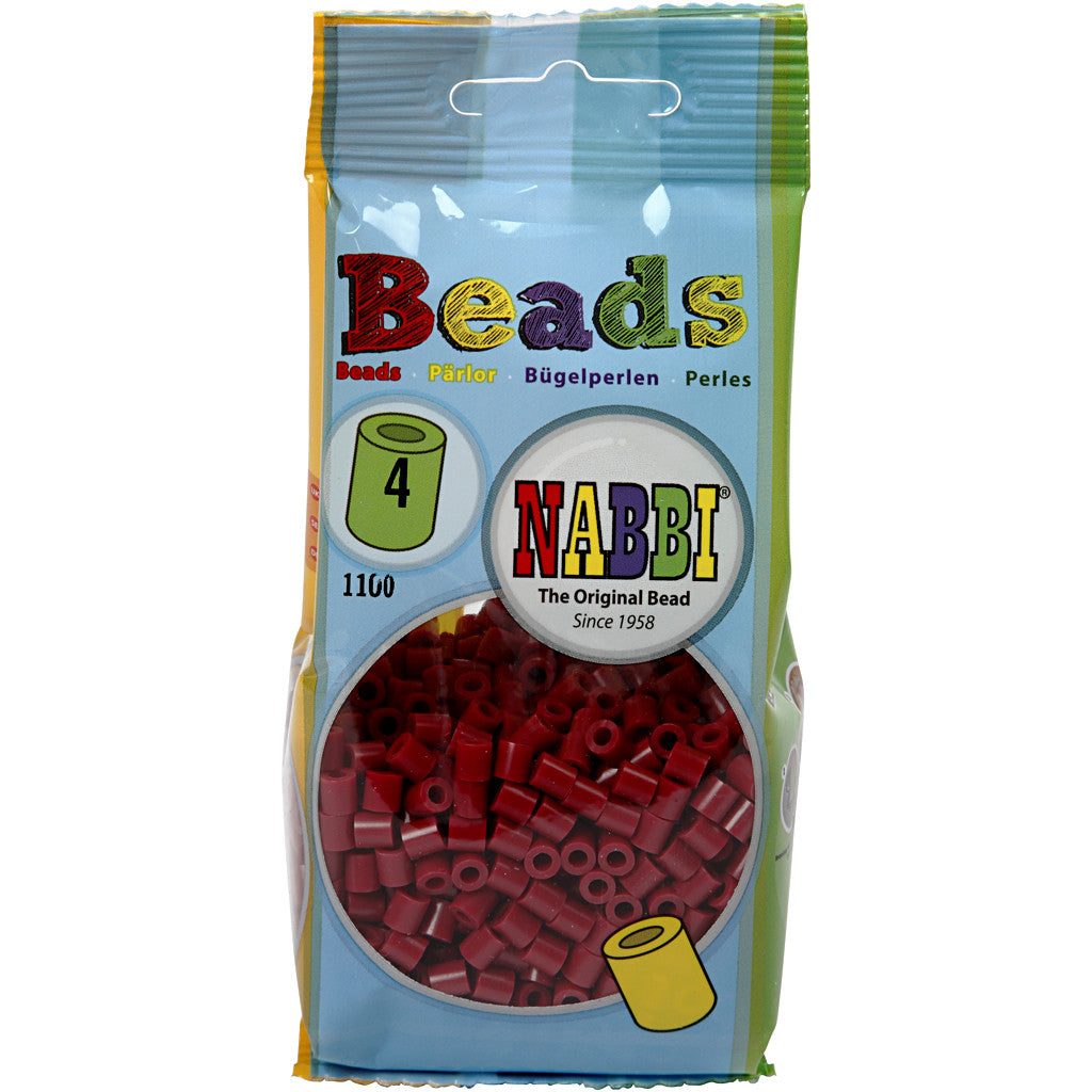 Strijkkralen, afm 5x5 mm, gatgrootte 2,5 mm, medium, wijnrood (32239), 1100 stuk/ 1 doos [HOB-751040]