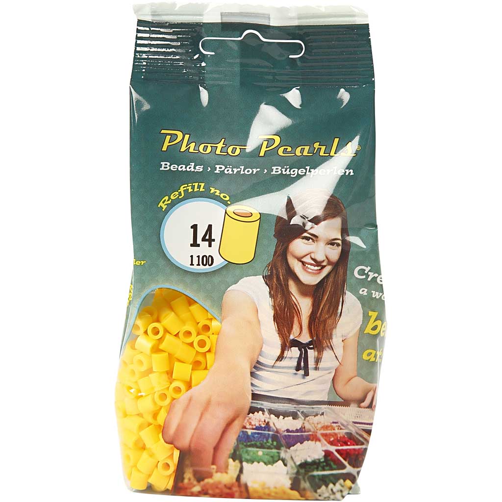 Strijkkralen, afm 5x5 mm, gatgrootte 2,5 mm, medium, geel (32227), 1100 stuk/ 1 doos [HOB-751140]