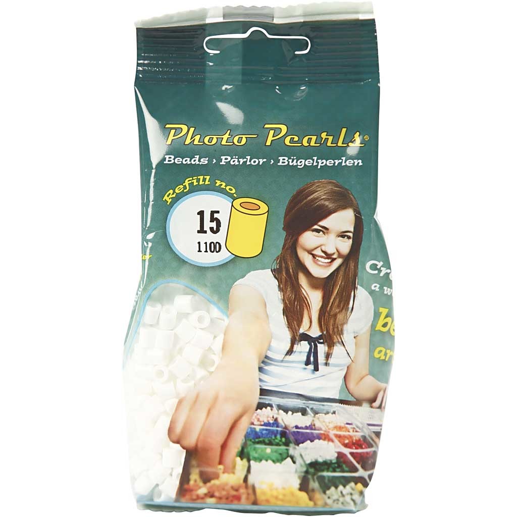 Strijkkralen, afm 5x5 mm, gatgrootte 2,5 mm, medium, wit (32221), 1100 stuk/ 1 doos [HOB-751150]