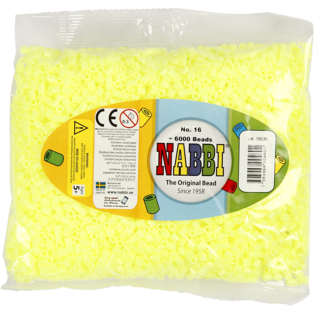 Strijkkralen, afm 5x5 mm, gatgrootte 2,5 mm, medium, pastel geel (32244), 6000 stuk/ 1 doos [HOB-751161]