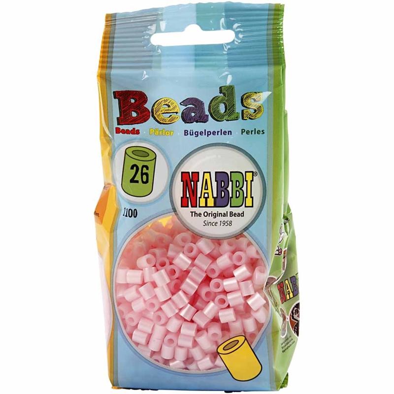 Strijkkralen, afm 5x5 mm, gatgrootte 2,5 mm, medium, roze parelmoer (32259), 1100 stuk/ 1 doos [HOB-751260]