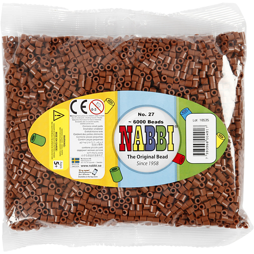 Strijkkralen, afm 5x5 mm, gatgrootte 2,5 mm, medium, chocolate (32249), 6000 stuk/ 1 doos [HOB-751271]