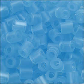 Strijkkralen, afm 5x5 mm, gatgrootte 2,5 mm, medium, neon blauw (32235), 1100 stuk/ 1 doos [HOB-751290]