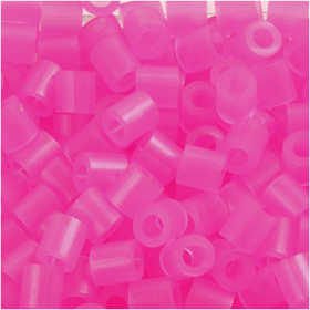 Strijkkralen, afm 5x5 mm, gatgrootte 2,5 mm, medium, roze neon (32257), 1100 stuk/ 1 doos [HOB-751300]