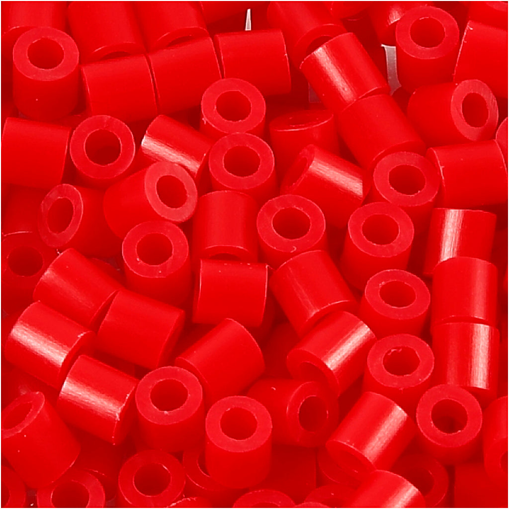 Fuse Beads, size 5x5 mm, hole size 2,5 mm, medium, red (32231), 1100 pc