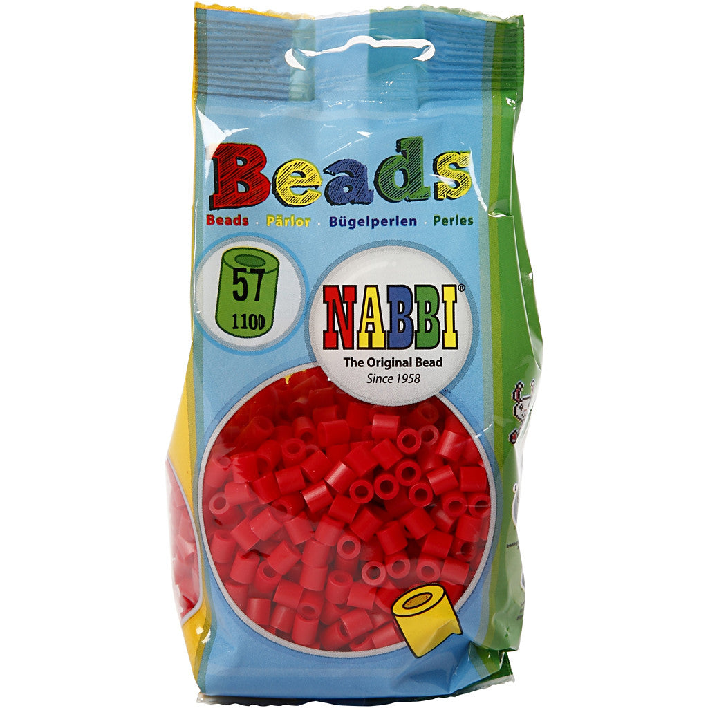 Strijkkralen, afm 5x5 mm, gatgrootte 2,5 mm, medium, rood (32231), 1100 stuk/ 1 doos [HOB-751310]