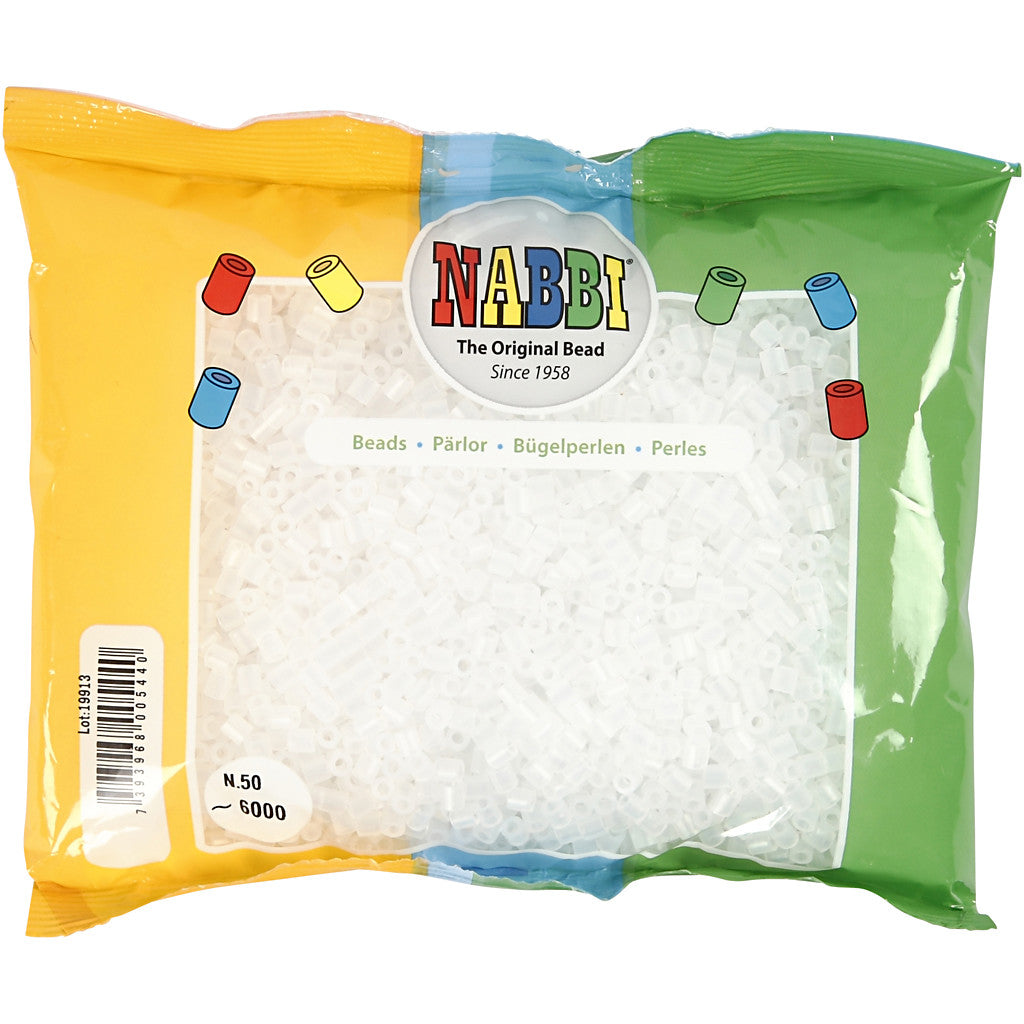 Strijkkralen, afm 5x5 mm, gatgrootte 2,5 mm, medium, doorzichtig transparant (32264), 6000 stuk/ 1 doos [HOB-751321]