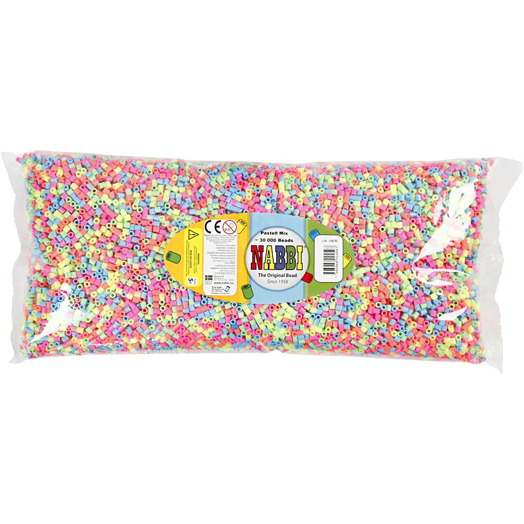 Strijkkralen, afm 5x5 mm, gatgrootte 2,5 mm, medium, pastelkleuren, 30000 div/ 1 doos [HOB-752301]