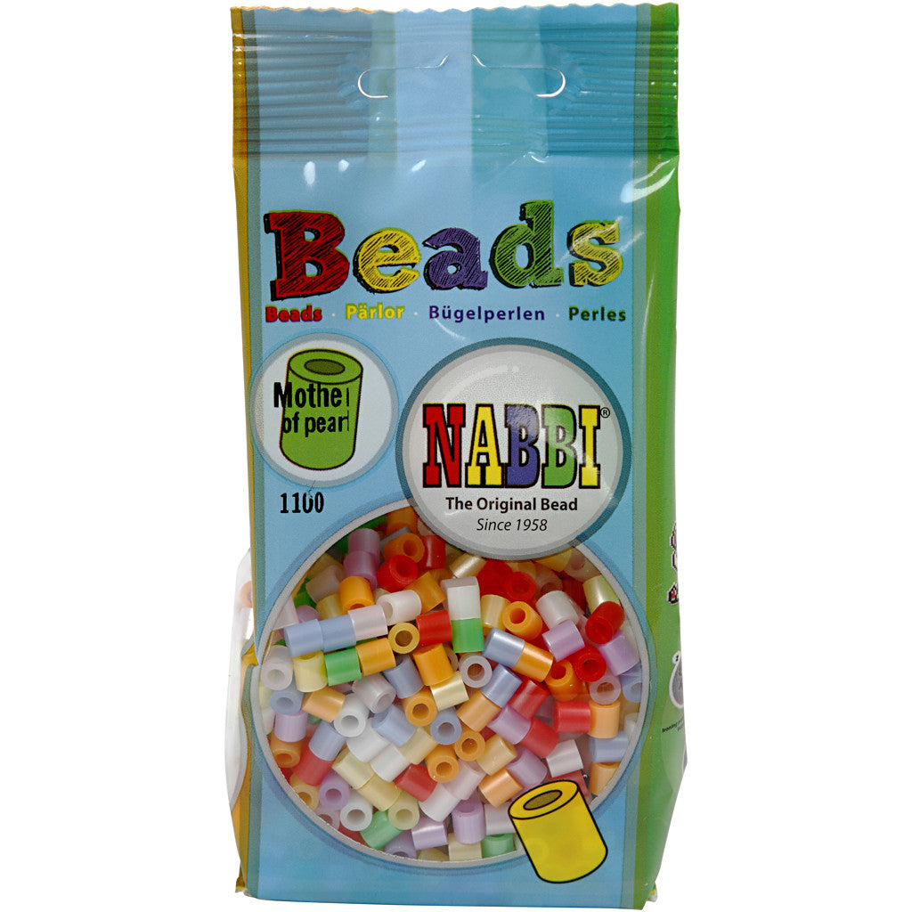 Strijkkralen, afm 5x5 mm, gatgrootte 2,5 mm, medium, parelmoer kleuren, 1100 div/ 1 doos [HOB-75263]