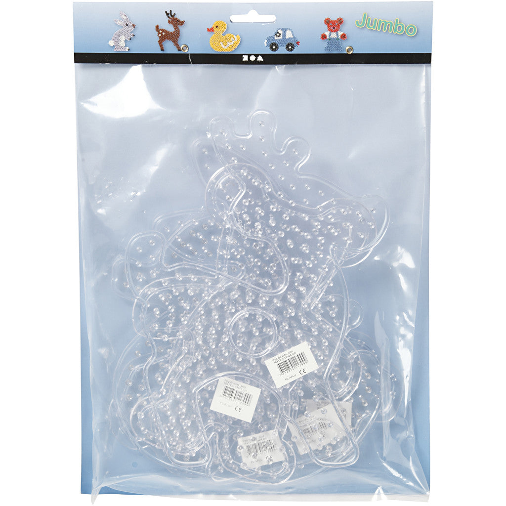 Onderplaat, Teddybeer, auto, rendier, eend en konijn, afm 16x19,5-19x24 cm, JUMBO, helder, 5 stuk/ 1 doos [HOB-75323]